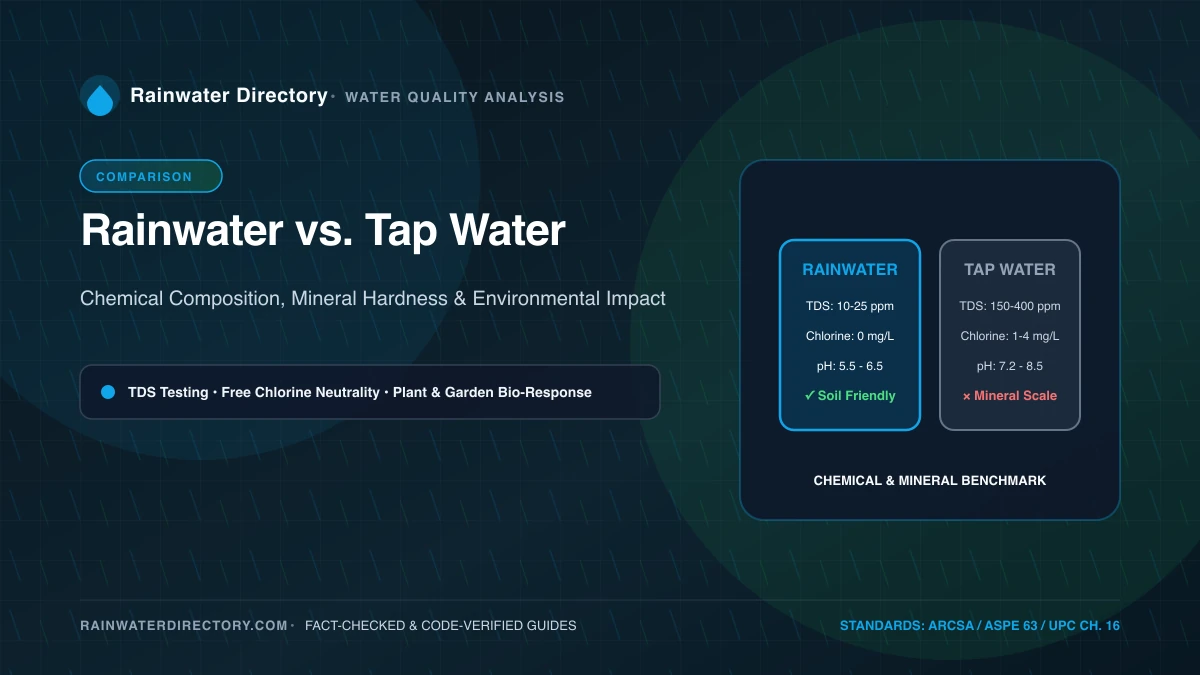 Chemical and mineral comparison of soft rainwater versus chlorinated municipal tap water for garden and household use